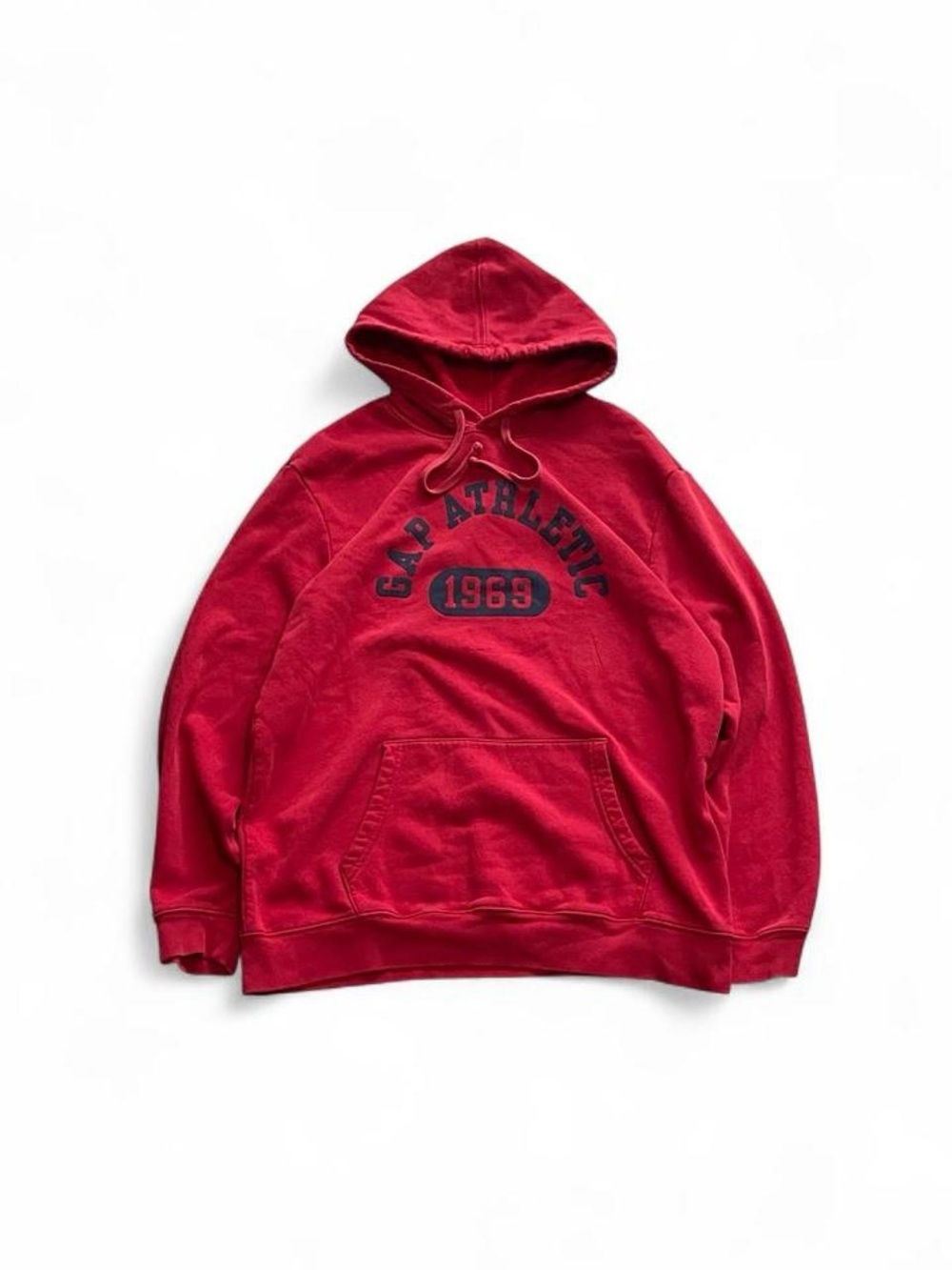 Vintage Gap Athletic 1969 Hoodie Mens L Red Fleece